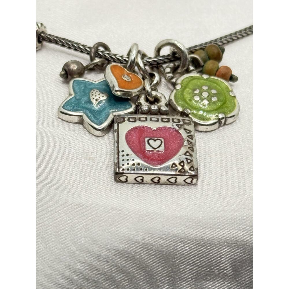 Brighton Havana Colorful Enamel Charm Necklace Retired Flower Heart Star 16-18" - Picture 8 of 8